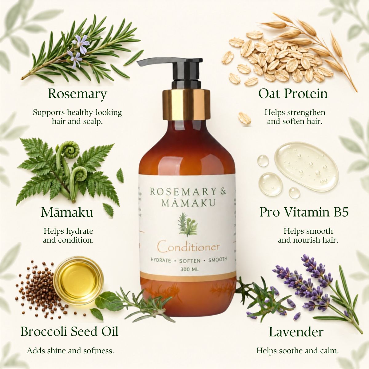 Rosemary & Māmaku Conditioner | Hydrating Botanical Conditioner for Soft, Smooth Hair 300ml