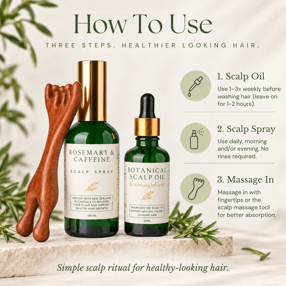Rosemary Scalp Support System | Scalp Spray, Botanical Scalp Oil & Massager