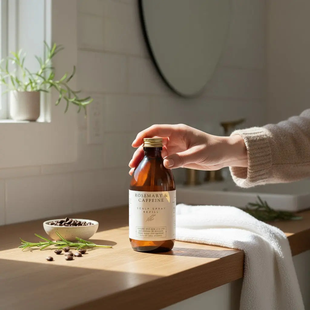 Rosemary and Caffeine Hair Growth Support Scalp Spray refill 300ml Tui and Moon Botanicals