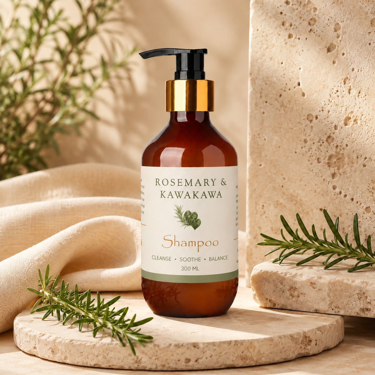 Rosemary & Kawakawa Shampoo | Botanical Scalp Cleansing & Strengthening Shampoo 300ml