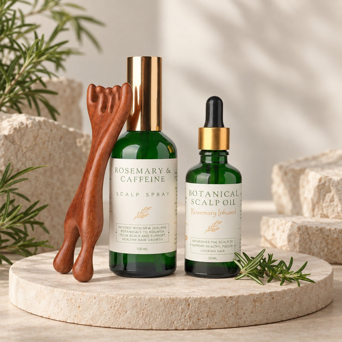 Rosemary Scalp Support System | Scalp Spray, Botanical Scalp Oil & Massager