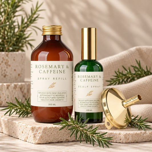 Rosemary & Caffeine Hair Support Trio for Thinning Hair | 100ml Scalp Spray & 300ml Refill | NZ Made